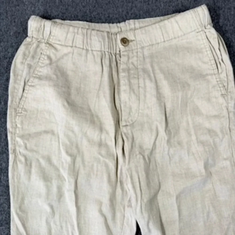 Tommy Bahama Mens Beige Linen Blend Elastic Waist Relaxed Straight Pants Size M